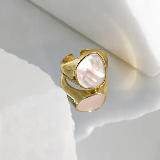 Vintage Chunky Round Mother of Pearl Ring-6